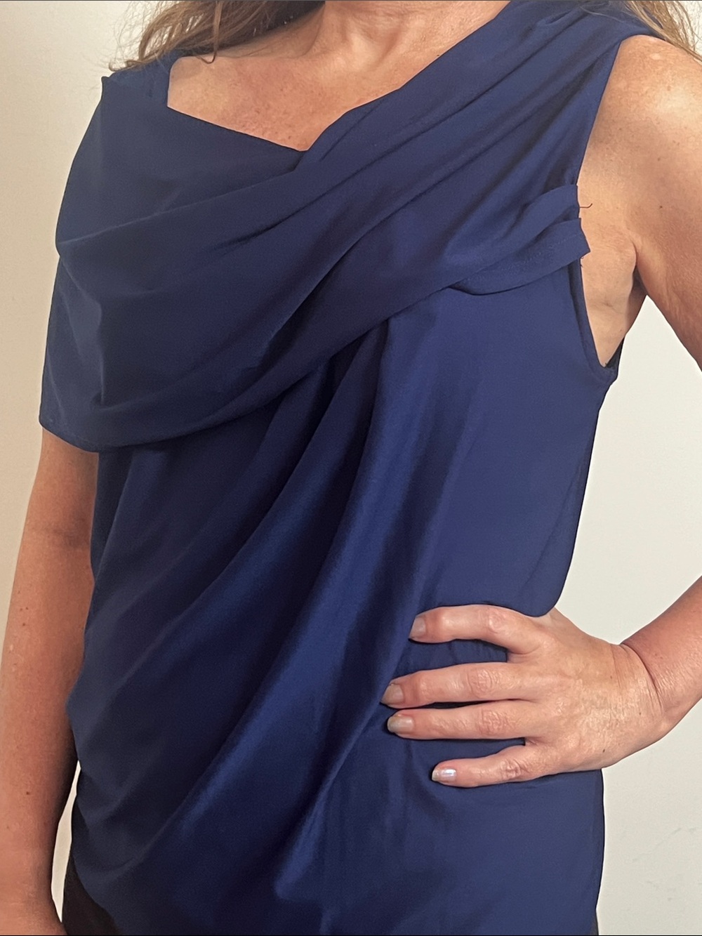 🌞 Avon Cobalt Blue Convertible Off Shoulder Side Ruched Draped Neckline women M